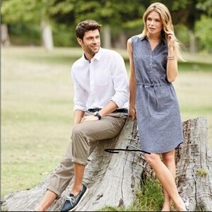 Esmara Linen Cotton Sleeveless Blue Striped Dress, size M